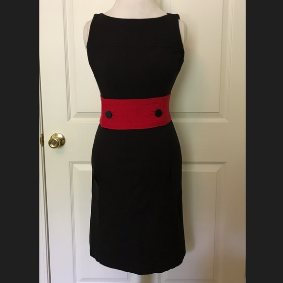 Ann Taylor Dresses & Skirts - 😍Pretty Ann Taylor Black Dress w/Red Waistline